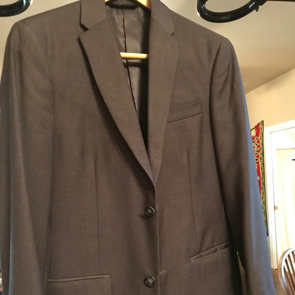 Perry Ellis gray jacket, vest, and pants.